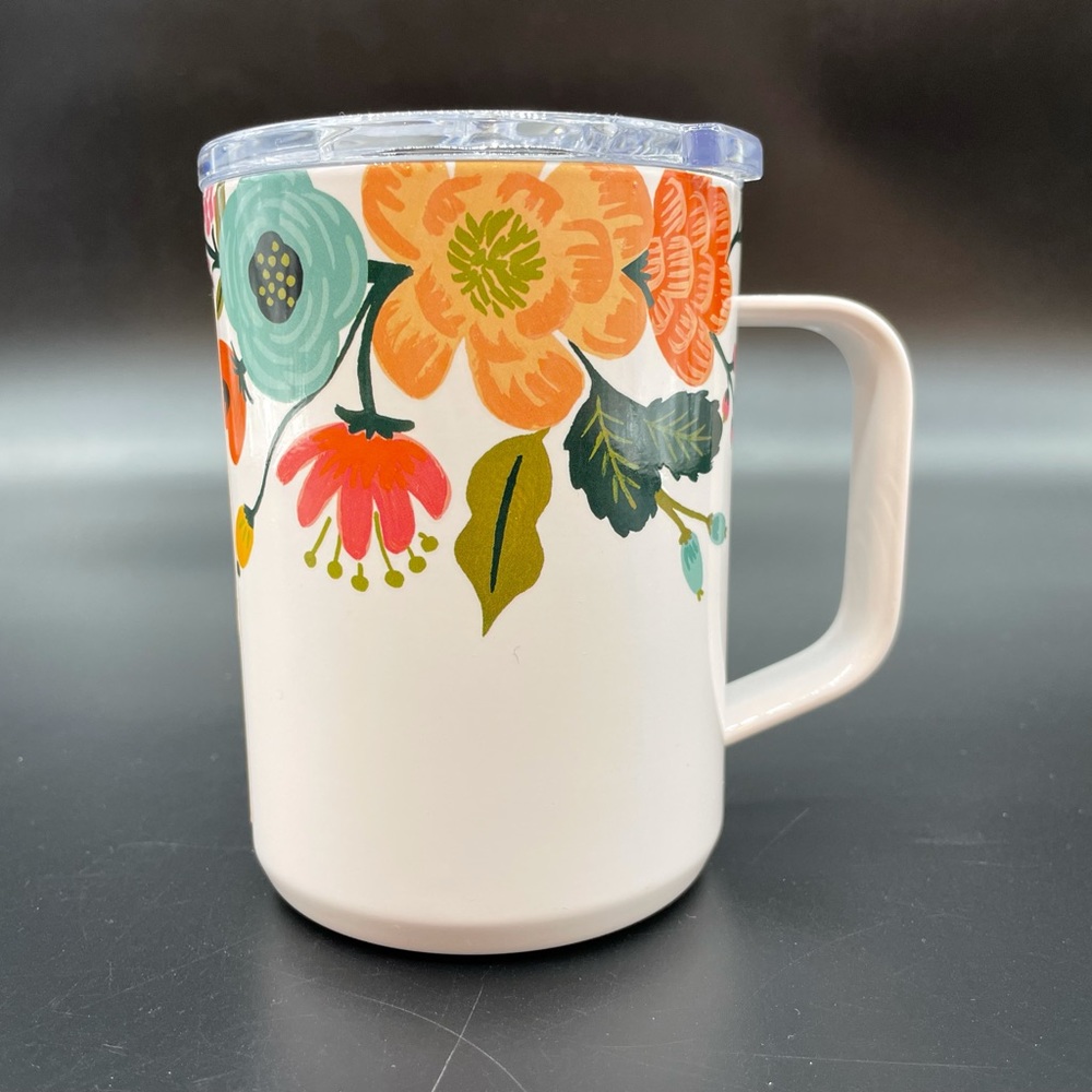 Rifle Paper Co & Corkcicle 16oz Coffee Mug Brand New Lively Floral
